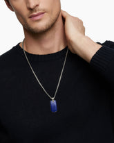 Chevron Tag in Sterling Silver with Lapis, 35mm